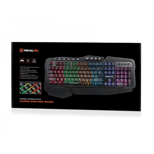 Клавиатура REAL-EL Gaming 8900 RGB Macro USB черный UAH