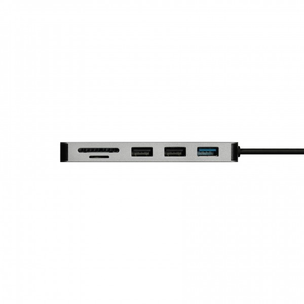 Концентратор Grand-X SG-512 USB TypeC-HDMI/3хUSB/TypeC/CR, Silver