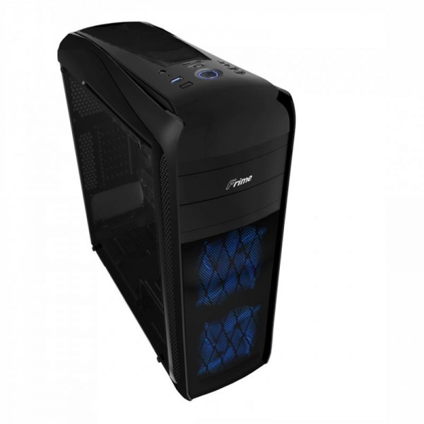 Корпус Frime FC-901B/Blue LED без БП USB3.0 (2 Blue LED cooler, Cardreader, Transparent side panel)