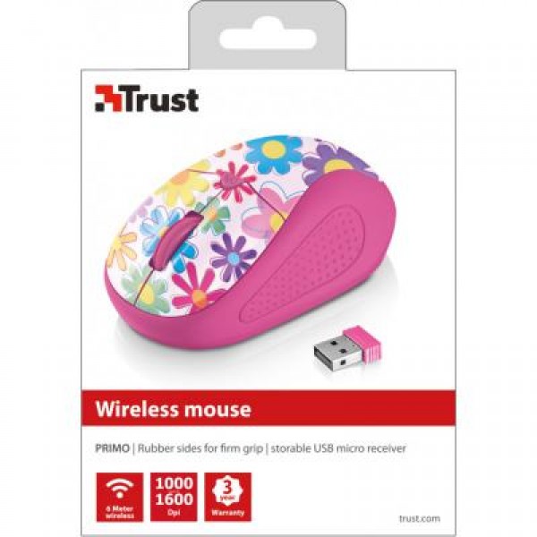 Мышь Trust Primo Wireless Mouse - pink flowers (21481)