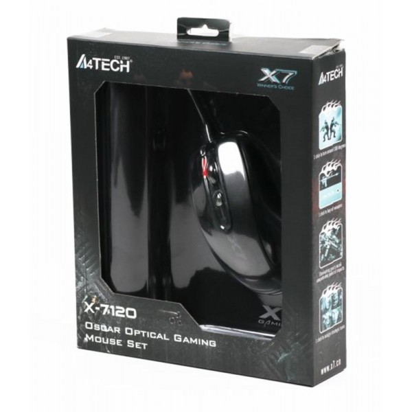 Мышь A4Tech X-710BK Black USB + коврик A4Tech X7-200MP