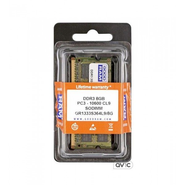 Модуль SO-DIMM 8Gb DDR3 1333 Goodram (GR1333S364L9/8G)