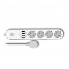 Фильтр питания ColorWay CW-CHE44W 4 розетки, 4 USB, 2 м, White