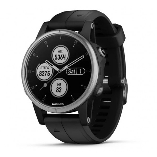 Смарт-часы Garmin Fenix 5S Plus Sapphire Silver with Black Band (010-01987-21)