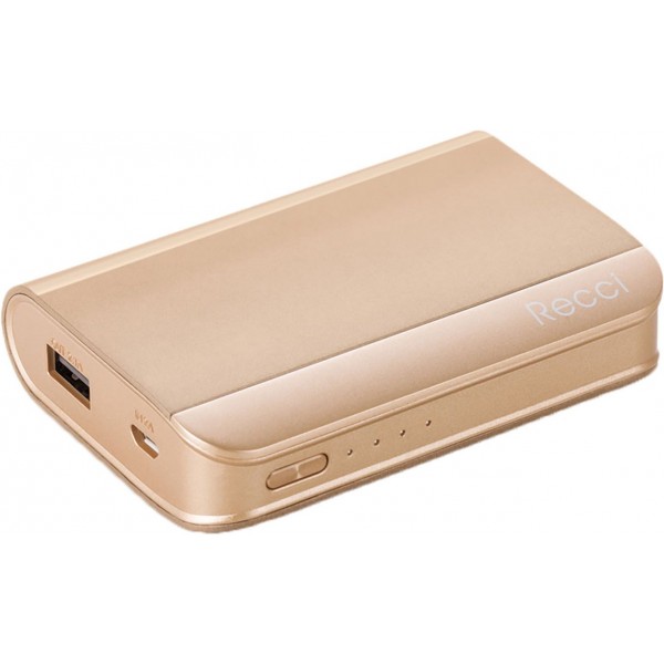 Power Bank Recci RE-7500 Elegant Power IQ 2,1А Li-Pol 7500 mAh Gold