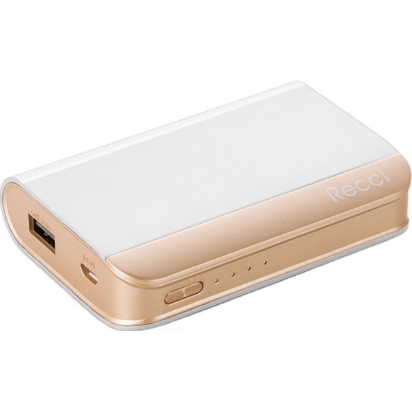 Power Bank Recci RE-7500 Elegant Power IQ 2,1А Li-Pol 7500 mAh White