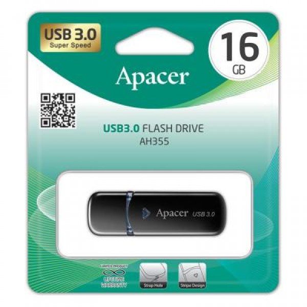 Флешка Apacer 16GB AH355 Black USB 3.0 (AP16GAH355B-1)