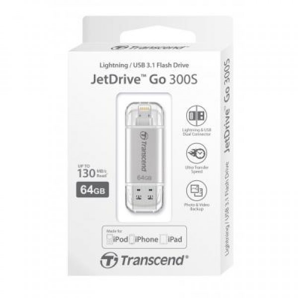 Флешка Transcend 64GB JetDrive Go 300 Silver USB 3.1 (TS64GJDG300S)