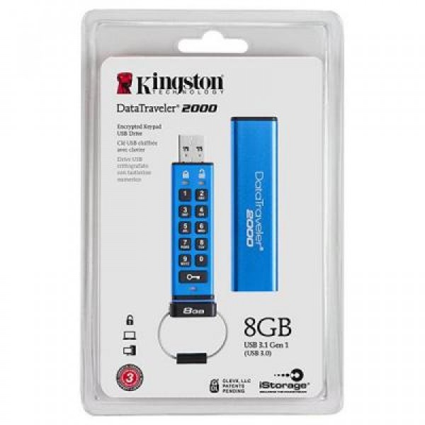 Флешка Kingston 8GB DataTraveler 2000 Metal Security USB 3.0 (DT2000/8GB)