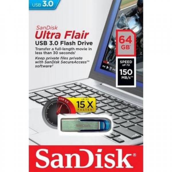 Флешка SANDISK 64GB Ultra Flair Blue USB 3.0 (SDCZ73-064G-G46B)