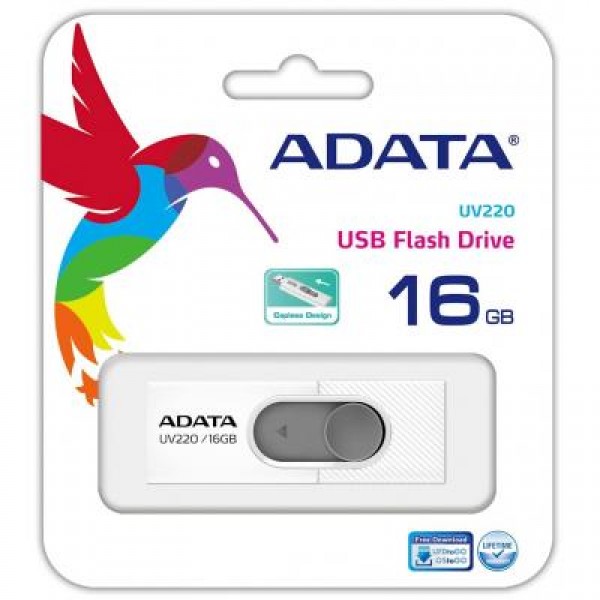 Флешка A-DATA 16GB UV220 White/Gray USB 2.0 (AUV220-16G-RWHGY)