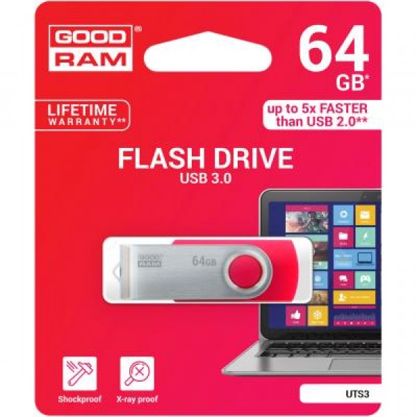 Флешка GOODRAM 64GB UTS3 Twister Red USB 3.0 (UTS3-0640R0R11)