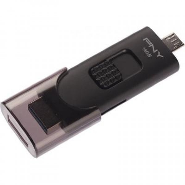 Флешка PNY 16GB Duo-Link For Android Black USB 3.0/microUSB (FD16GOTGX30K-EF)