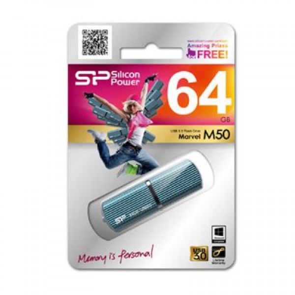 Флешка Silicon Power 64Gb MARVEL M50 Aqua Blue USB3.0 (SP064GBUF3M50V1B)