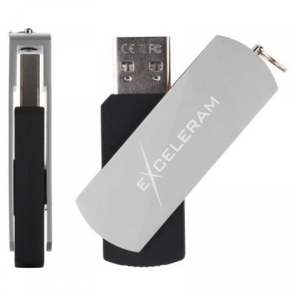 Флешка eXceleram 16GB P2 Series Silver/Black USB 2.0 (EXP2U2SIB16)