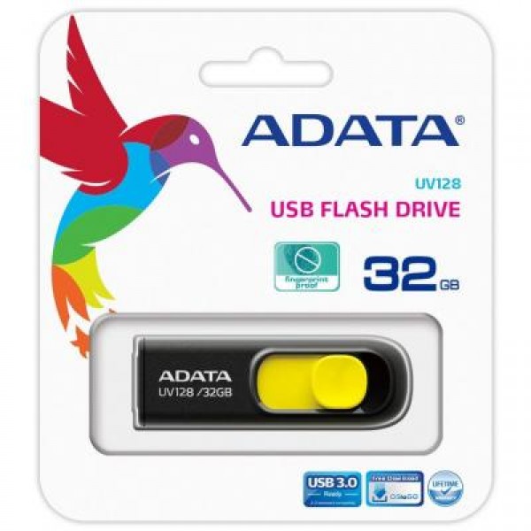 Флешка A-DATA 32GB UV128 Black-Yellow USB 3.0 (AUV128-32G-RBY)