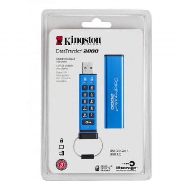 Флешка Kingston 16GB DT 2000 Metal Security USB 3.0 (DT2000/16GB)