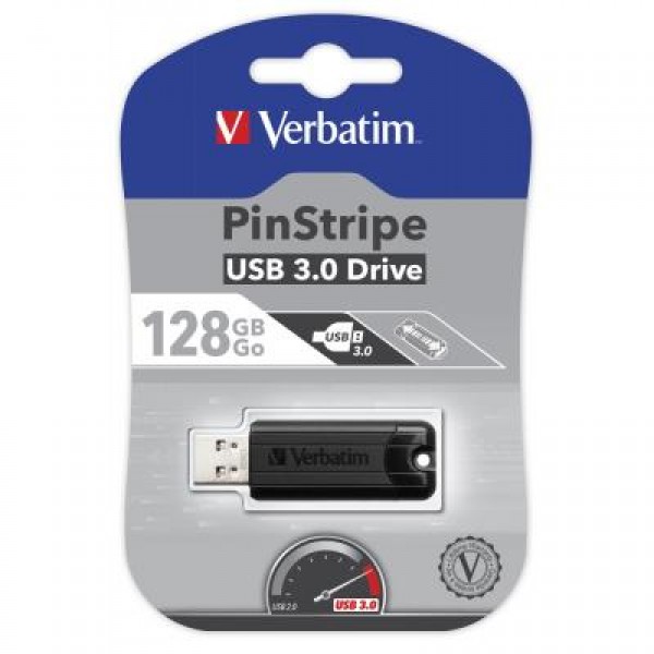 Флешка Verbatim 128GB PinStripe Black USB 3.0 (49319)