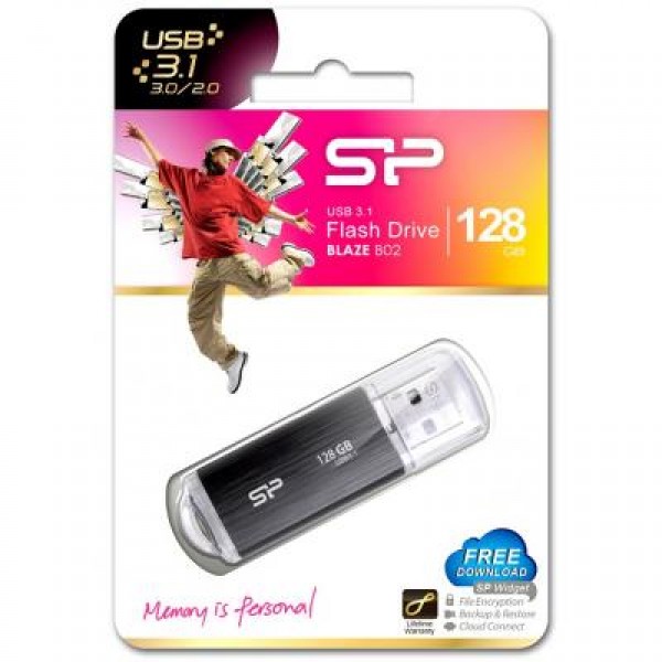 Флешка Silicon Power 128GB Blaze B02 Black USB 3.0 (SP128GBUF3B02V1K)