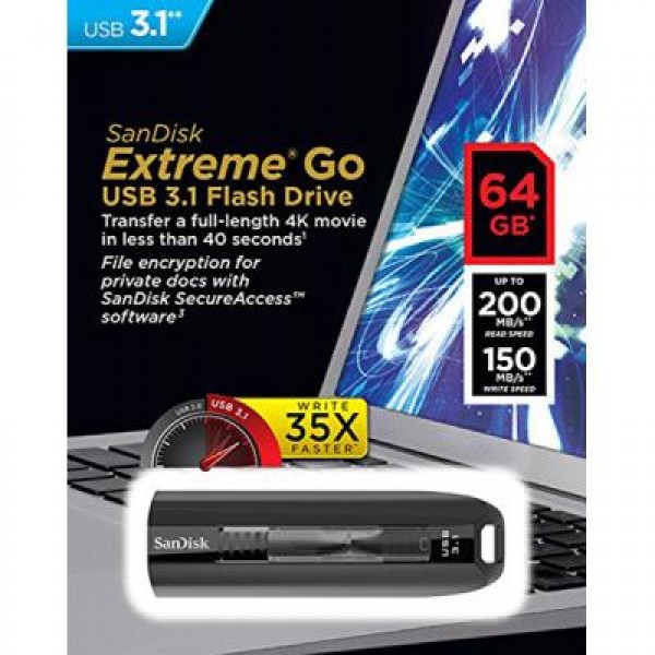 Флешка SANDISK 64GB Extreme Go USB 3.1 (SDCZ800-064G-G46)