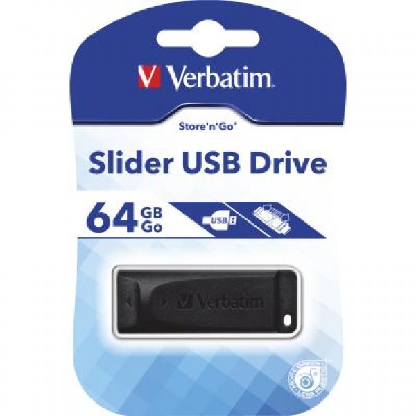 Флешка Verbatim 64GB Slider Black USB 2.0 (98698)