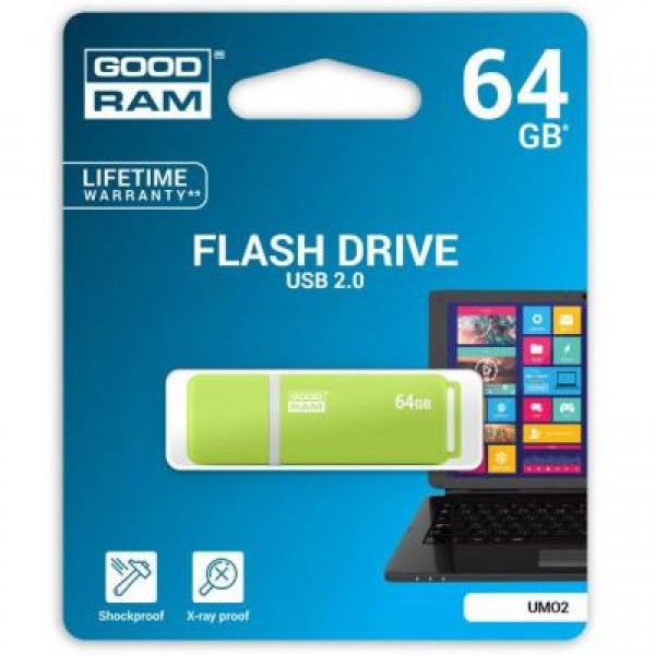 Флешка Goodram 64GB UMO2 Green USB 2.0 (UMO2-0640G0R11)