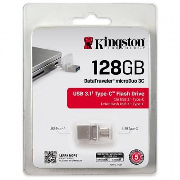 Флешка Kingston 128GB DataTraveler microDuo 3C USB 3.0/Type C (DTDUO3C/128GB)