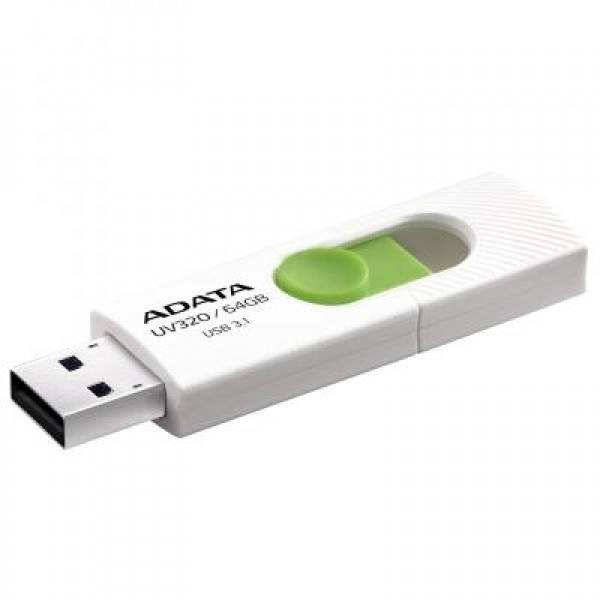 Флешка A-DATA 64GB UV320 White/Green USB 3.1 (AUV320-64G-RWHGN)