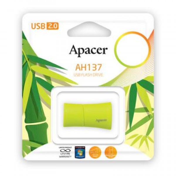 Флешка 16GB AH137 Green RP USB2.0 Apacer (AP16GAH137G-1)