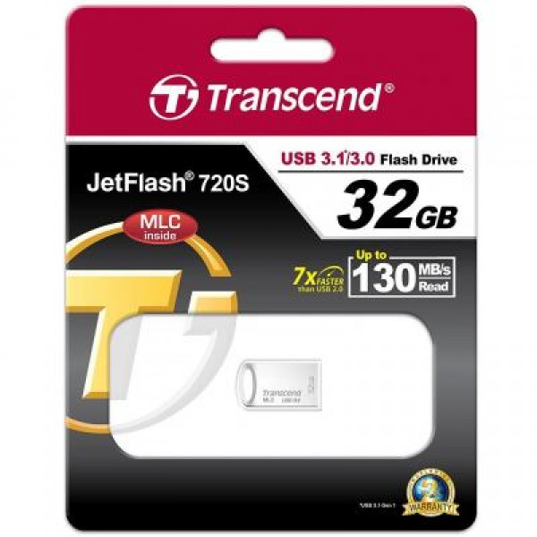 Флешка Transcend 32GB JetFlash 720 Silver Plating USB 3.1 (TS32GJF720S)