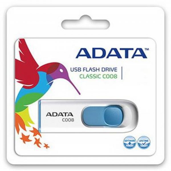 Флешка A-DATA 8GB C008 White USB 2.0 (AC008-8G-RWE)