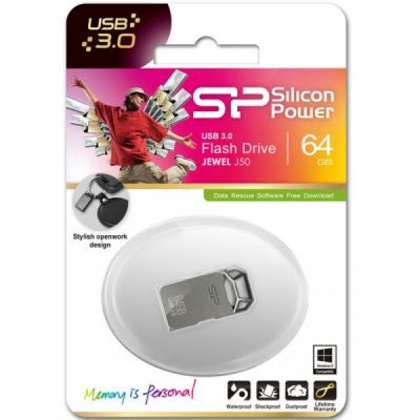 Флешка Silicon Power 64GB Jewel J50 Metallic Grey USB 3.0 (SP064GBUF3J50V1T)