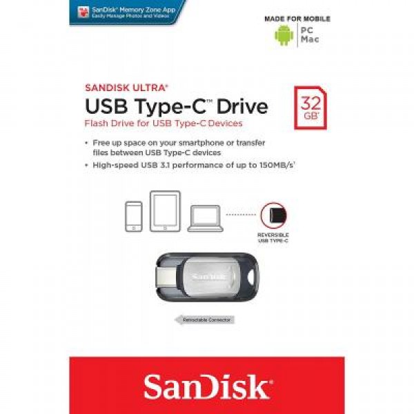 Флешка SANDISK 32GB Ultra Type C USB 3.1 (SDCZ450-032G-G46)