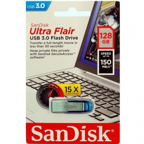 Флешка SANDISK 128GB Ultra Flair Blue USB 3.0 (SDCZ73-128G-G46B)