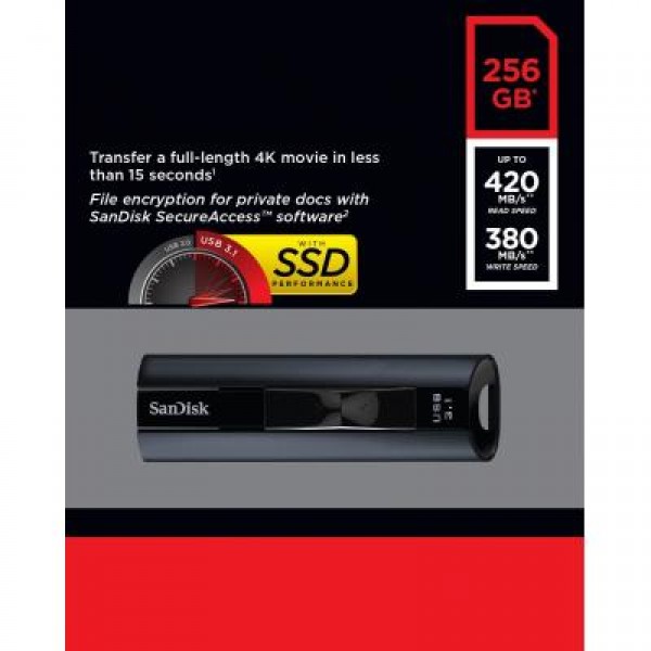 Флешка SanDisk 256GB Extreme Pro Black USB 3.1 (SDCZ880-256G-G46)