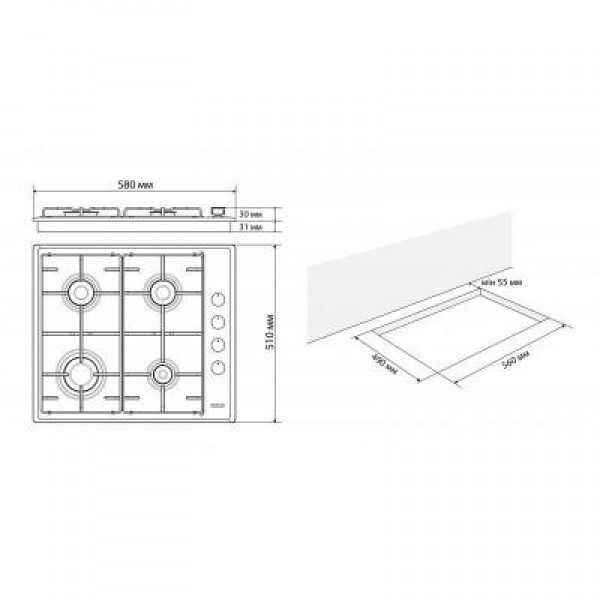 Варочная поверхность ELEYUS NOTA 60 WH E