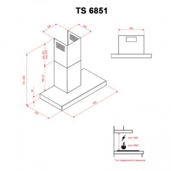 Вытяжка Perfelli TS 6851 I /BL