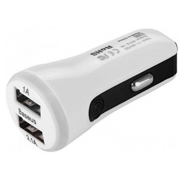 Автомобильное ЗУ Baseus 2.1A Dual USB Sport (White) (CCALL-CR02)