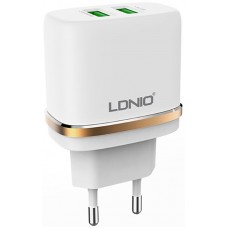 Сетевое зарядное устройство LDNIO DL-AC52 Travel charger 2USB 2.4A + Lightning cable White