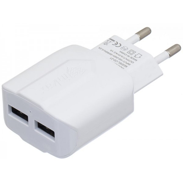 Зарядное устройство INKAX CD-21 Travel charger + Micro cable 2USB 2.1A White