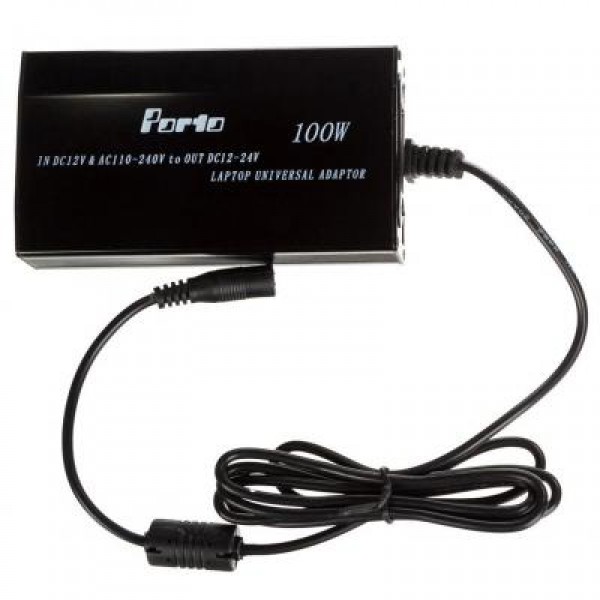 Блок питания к ноутбуку PORTO 100W, DC 15-24V (рег), 5A max, + USB 5V,1A, + автомобильный (MN-505K)