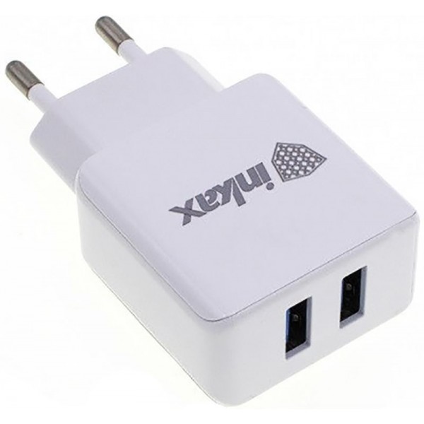 Зарядное устройство INKAX CD-01 Travel charger + Micro cable 2USB 2.1A White