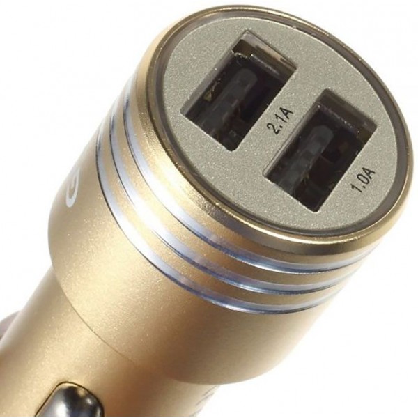 Автомобильное зарядное устройство GOLF GF-C06 Car charger 2USB 2.1A Gold