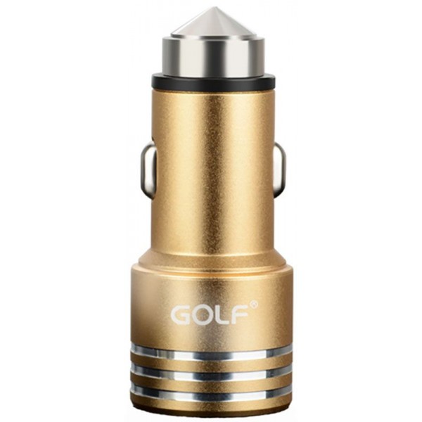 Автомобильное зарядное устройство GOLF GF-C06 Car charger 2USB 2.1A Gold