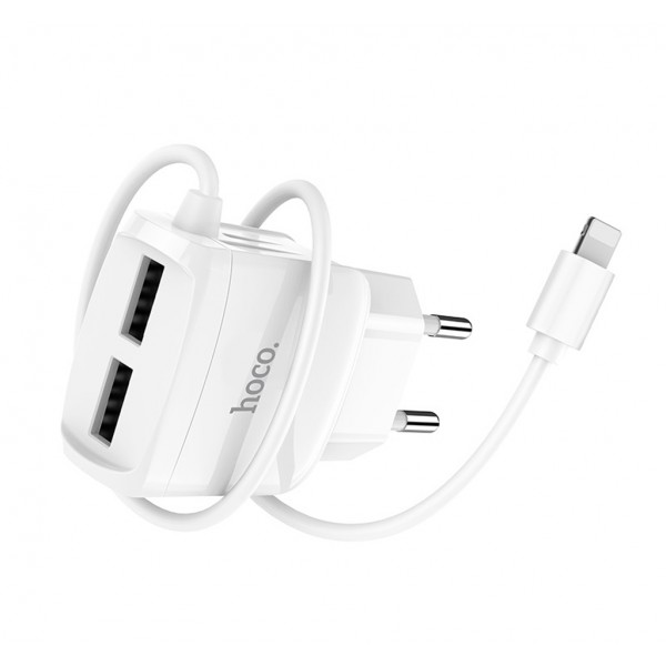 Сетевое зарядное устройство Hoco C59A Mega joy double port charger for Type-C(EU) 2USB 2.1A White